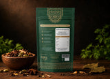 Back view of Indian Lab spice pouch showing nutrition facts, ingredients, and premium resealable packaging.