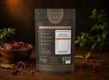 Back view of Indian Lab spice pouch showing nutrition facts, ingredients, and premium resealable packaging.