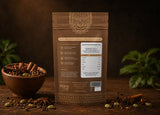 Back view of Indian Lab spice pouch showing nutrition facts, ingredients, and premium resealable packaging.