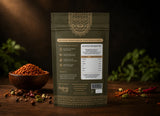 Back view of Indian Lab spice pouch showing nutrition facts, ingredients, and premium resealable packaging.