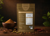 Back view of Indian Lab spice pouch showing nutrition facts, ingredients, and premium resealable packaging.