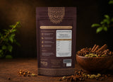 Back view of Indian Lab spice pouch showing nutrition facts, ingredients, and premium resealable packaging.