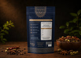 Back view of Indian Lab spice pouch showing nutrition facts, ingredients, and premium resealable packaging.
