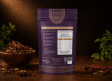 Back view of Indian Lab spice pouch showing nutrition facts, ingredients, and premium resealable packaging.