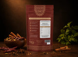 Back view of Indian Lab spice pouch showing nutrition facts, ingredients, and premium resealable packaging.