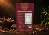 Back view of Indian Lab spice pouch showing nutrition facts, ingredients, and premium resealable packaging.